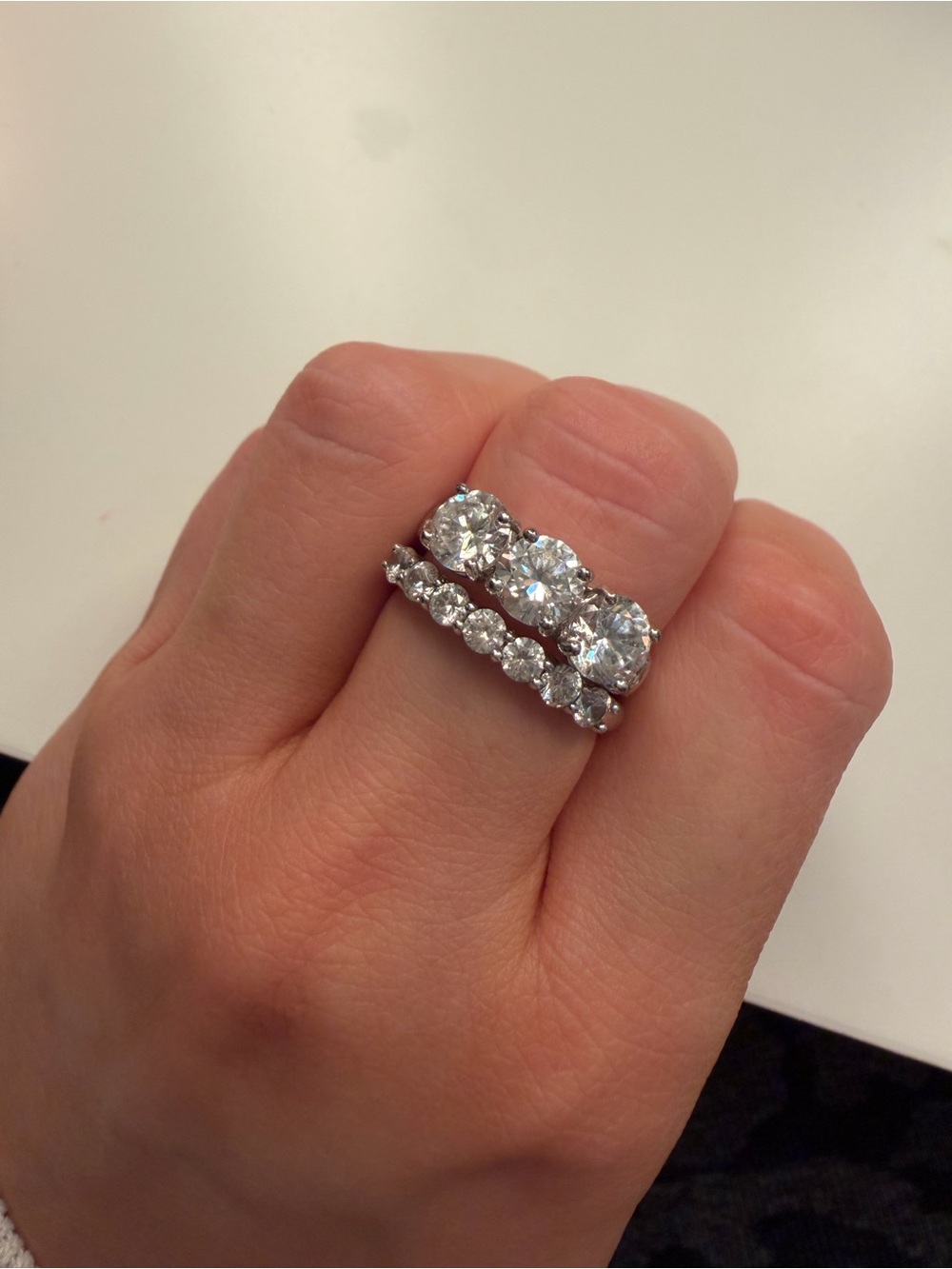 Classic Silver Cubic Zirconia Stackable Ring Set - White